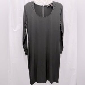 SHAPE FX NWT 16 Black Long Sleeve Slimming Liquid Knit Dress Shape wear Built-in